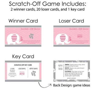 Big Dot Of Happiness Pink Elephant - Girl Baby Shower Or Birthday Party Game Scratch Off Cards - 22 Count 5 Big Dot Of Happiness Pink Elephant - Girl Baby Shower Or Birthday Party Game Scratch Off Cards - 22 Count - Image 3