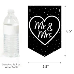 Big Dot Of Happiness Mr. And Mrs. - Black And White Wedding Or Bridal Shower Bunting Banner - Party Decorations - Congrats Mr. And Mrs.