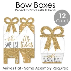 Big Dot Of Happiness It's Twins - Square Favor Gift Boxes - Gold Twins Baby Shower Bow Boxes - Set Of 12 -Party Planers Store GUEST 78e5cdae 0d6a 460d a37d 1ab500eae63a