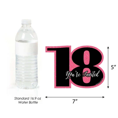 Big Dot Of Happiness Chic 18th Birthday - Pink, Black And Gold - Shaped Fill-in Invites - Birthday Party Invitation Cards With Envelopes - Set Of 12 6 Big Dot Of Happiness Chic 18th Birthday - Pink, Black And Gold - Shaped Fill-in Invites - Birthday Party Invitation Cards With Envelopes - Set Of 12 - Image 4