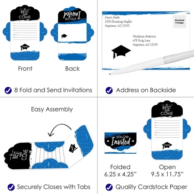 Big Dot Of Happiness Blue Grad - Best Is Yet To Come - Fill-In Cards - Royal Blue Graduation Party Fold And Send Invitations - Set Of 8 4 Big Dot Of Happiness Blue Grad - Best Is Yet To Come - Fill-In Cards - Royal Blue Graduation Party Fold And Send Invitations - Set Of 8 - Image 2