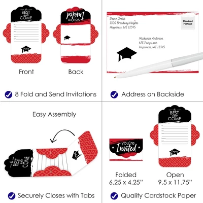 Big Dot Of Happiness Red Grad - Best Is Yet To Come - Fill-In Cards - Red Graduation Party Fold And Send Invitations - Set Of 8 4 Big Dot Of Happiness Red Grad - Best Is Yet To Come - Fill-In Cards - Red Graduation Party Fold And Send Invitations - Set Of 8 - Image 2