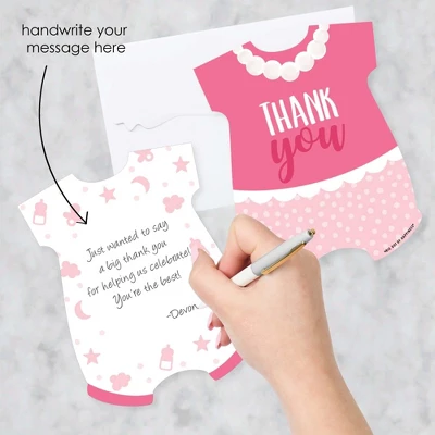 Big Dot Of Happiness It's A Girl - Shaped Thank You Cards - Pink Baby Shower Thank You Note Cards With Envelopes - Set Of 12 3 Big Dot Of Happiness It's A Girl - Shaped Thank You Cards - Pink Baby Shower Thank You Note Cards With Envelopes - Set Of 12