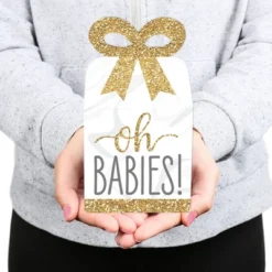 Big Dot Of Happiness It's Twins - Square Favor Gift Boxes - Gold Twins Baby Shower Bow Boxes - Set Of 12 -Party Planers Store GUEST 7cf479e0 dfc4 4ad8 8dbb db85e6b3de93