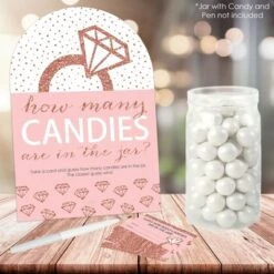 Big Dot Of Happiness Bride Squad - How Many Candies Rose Gold Bridal Shower Or Bachelorette Party Game - 1 Stand And 40 Cards - Candy Guessing Game