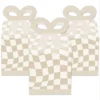 Big Dot Of Happiness Tan Checkered Party - Square Favor Gift Boxes - Bow Boxes - Set Of 12