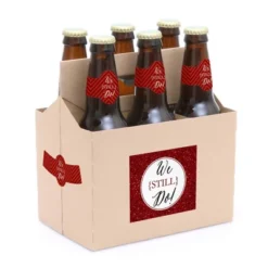 Big Dot Of Happiness We Still Do - 40th Wedding Anniversary Decorations For Women And Men - 6 Beer Bottle Label Stickers And 1 Carrier