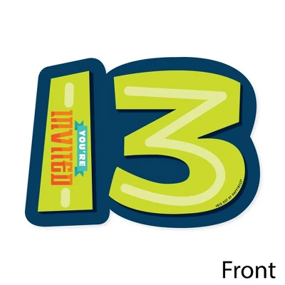 Big Dot Of Happiness Boy 13th Birthday - Shaped Fill-In Invitations - Official Teenager Birthday Party Invitation Cards With Envelopes - Set Of 12 4 Big Dot Of Happiness Boy 13th Birthday - Shaped Fill-In Invitations - Official Teenager Birthday Party Invitation Cards With Envelopes - Set Of 12 - Image 2