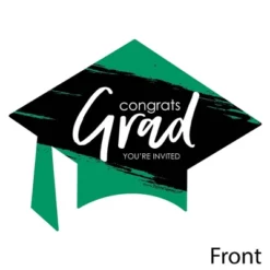 Big Dot Of Happiness Green Graduation Party Invitations - Shaped Fill-In Invite Cards With Envelopes - Set Of 12