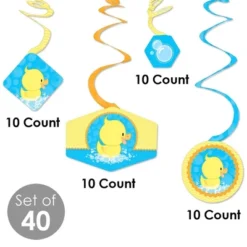 Big Dot Of Happiness Ducky Duck - Baby Shower Or Birthday Party Hanging Decor - Party Decoration Swirls - Set Of 40 -Party Planers Store GUEST 833a6480 f19b 423b 80af 2f61f2733a88
