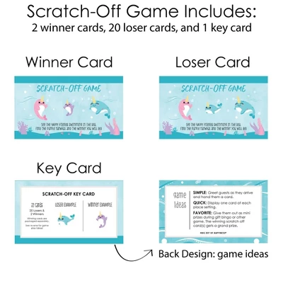 Big Dot Of Happiness Narwhal Girl - Under The Sea Baby Shower Or Birthday Party Game Scratch Off Cards - 22 Count 5 Big Dot Of Happiness Narwhal Girl - Under The Sea Baby Shower Or Birthday Party Game Scratch Off Cards - 22 Count - Image 3