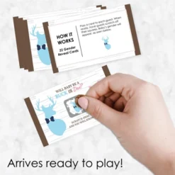 Big Dot Of Happiness Boy Buck Or Doe - Hunting Gender Reveal Scratch Off Cards - Baby Shower Game - 22 Count