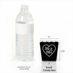 Big Dot Of Happiness Mr. And Mrs. - Party Mini Favor Boxes - Black And White Wedding Or Bridal Shower Treat Candy Boxes - Set Of 12