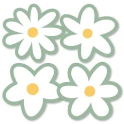 Big Dot Of Happiness Sage Green Daisy Flowers - Decorations DIY Floral Party Essentials - Set Of 20
