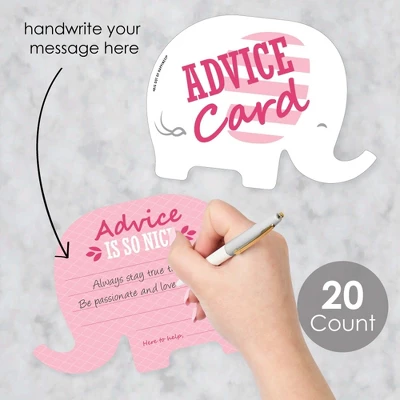 Big Dot Of Happiness Pink Elephant - Wish Card Girl Baby Shower Activities - Shaped Advice Cards Game - Set Of 20 3 Big Dot Of Happiness Pink Elephant - Wish Card Girl Baby Shower Activities - Shaped Advice Cards Game - Set Of 20