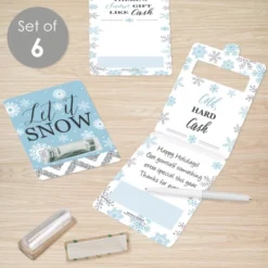 Big Dot Of Happiness Winter Wonderland - DIY Assorted Snowflake Holiday Party And Winter Wedding Cash Holder Gift - Funny Money Cards - Set Of 6