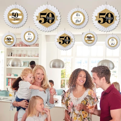 Big Dot Of Happiness We Still Do - 50th Wedding Anniversary - Hanging Anniversary Party Tissue Decoration Kit - Paper Fans - Set Of 9 4 Big Dot Of Happiness We Still Do - 50th Wedding Anniversary - Hanging Anniversary Party Tissue Decoration Kit - Paper Fans - Set Of 9 - Image 2