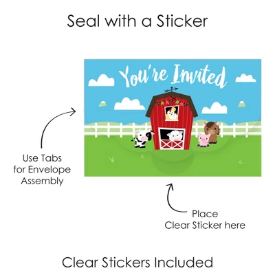 Big Dot Of Happiness Farm Animals - Fill-In Cards - Barnyard Baby Shower Or Birthday Party Fold And Send Invitations - Set Of 8 6 Big Dot Of Happiness Farm Animals - Fill-In Cards - Barnyard Baby Shower Or Birthday Party Fold And Send Invitations - Set Of 8 - Image 4