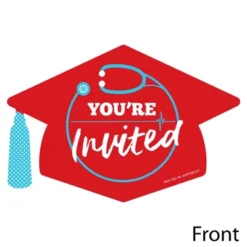 Big Dot Of Happiness Nurse Graduation - Shaped Fill-in Invitations - Medical Nursing Graduation Party Invitation Cards With Envelopes - Set Of 12