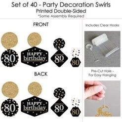 Big Dot Of Happiness Adult 80th Birthday - Gold - Birthday Party Hanging Decor - Party Decoration Swirls - Set Of 40 -Party Planers Store GUEST 8cf151de c8e0 4fe1 88ca f8b1d40e8b5a
