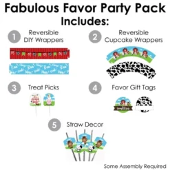 Big Dot Of Happiness Farm Animals - Barnyard Baby Shower Or Birthday Party Favors And Cupcake Kit - Fabulous Favor Party Pack - 100 Pieces