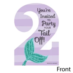 Big Dot Of Happiness 2nd Birthday Let's Be Mermaids - Shaped Fill-in Invitations - Second Birthday Party Invitation Cards With Envelopes - Set Of 12
