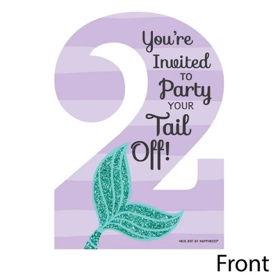 Big Dot Of Happiness 2nd Birthday Let's Be Mermaids - Shaped Fill-in Invitations - Second Birthday Party Invitation Cards With Envelopes - Set Of 12 3 Big Dot Of Happiness 2nd Birthday Let's Be Mermaids - Shaped Fill-in Invitations - Second Birthday Party Invitation Cards With Envelopes - Set Of 12