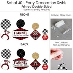 Big Dot Of Happiness Flannel Fling Before The Ring - Buffalo Plaid Bachelorette Party Hanging Decor - Party Decoration Swirls - Set Of 40 -Party Planers Store GUEST 8ef823c8 6aa4 44ef 8bb5 f95a23d972d2
