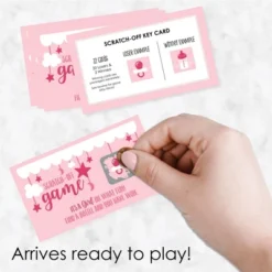 Big Dot Of Happiness It's A Girl - Pink Baby Shower Game Scratch Off Cards - 22 Count