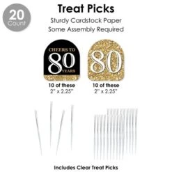 Big Dot Of Happiness Adult 80th Birthday - Gold - Birthday Party Favors And Cupcake Kit - Fabulous Favor Party Pack - 100 Pieces -Party Planers Store GUEST 9187da50 2102 462d 83cc 3e9c09f51e8d