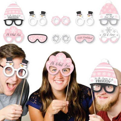 Big Dot Of Happiness Pink Winter Wonderland Glasses & Headpieces - Paper Cardstock Snowflake Birthday Party Baby Shower Photo Booth Props Kit - 10 Ct 3 Big Dot Of Happiness Pink Winter Wonderland Glasses & Headpieces - Paper Cardstock Snowflake Birthday Party Baby Shower Photo Booth Props Kit - 10 Ct