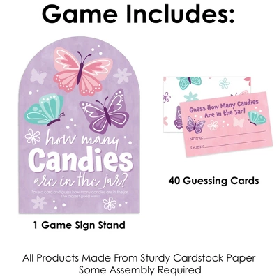 Big Dot Of Happiness Beautiful Butterfly - How Many Candies Floral Baby Shower Or Birthday Party Game - 1 Stand And 40 Cards - Candy Guessing Game 4 Big Dot Of Happiness Beautiful Butterfly - How Many Candies Floral Baby Shower Or Birthday Party Game - 1 Stand And 40 Cards - Candy Guessing Game - Image 2