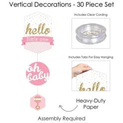 Big Dot Of Happiness Hello Little One - Pink And Gold - Girl Baby Shower DIY Dangler Backdrop - Hanging Vertical Decorations - 30 Pieces -Party Planers Store GUEST 95dae20c 97db 452b a612 ef1721dce2fb