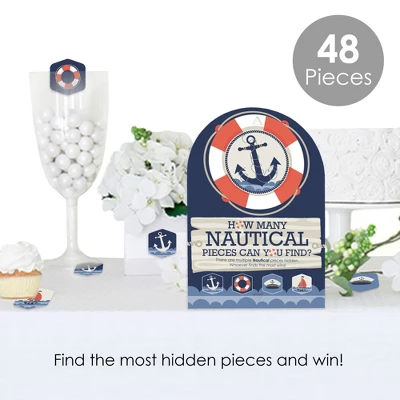 Big Dot Of Happiness Ahoy - Nautical - Baby Shower Or Birthday Party Scavenger Hunt - 1 Stand And 48 Game Pieces - Hide And Find Game 3 Big Dot Of Happiness Ahoy - Nautical - Baby Shower Or Birthday Party Scavenger Hunt - 1 Stand And 48 Game Pieces - Hide And Find Game