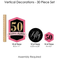 Big Dot Of Happiness Chic 50th Birthday - Pink, Black And Gold - Birthday Party DIY Dangler Backdrop - Hanging Vertical Decorations - 30 Pieces -Party Planers Store GUEST 98f0e237 f94d 4231 8e67 716d5efd7bb3