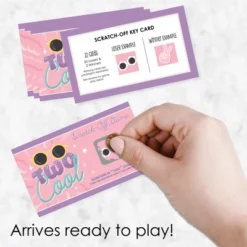 Big Dot Of Happiness Two Cool - Girl - Pastel 2nd Birthday Party Game Scratch Off Cards - 22 Count