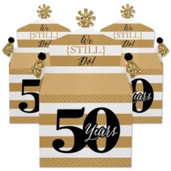 Big Dot Of Happiness We Still Do - 50th Wedding Anniversary - Treat Box Party Favors - Anniversary Party Goodie Gable Boxes - Set Of 12