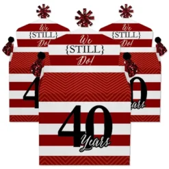 Big Dot Of Happiness We Still Do - 40th Wedding Anniversary - Treat Box Party Favors - Anniversary Party Goodie Gable Boxes - Set Of 12