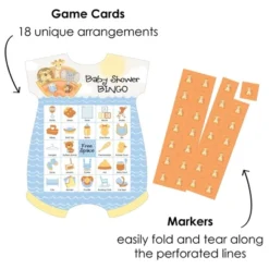 Big Dot Of Happiness Noah’s Ark - Picture Bingo Cards And Markers - Baby Shower Shaped Bingo Game - Set Of 18