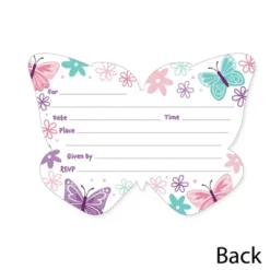 Big Dot Of Happiness Beautiful Butterfly - Shaped Fill-In Invitations Floral Baby Shower Or Birthday Party Invitation Cards With Envelopes - Set Of 12 -Party Planers Store GUEST 9b54708d e790 41cf 8d22 415ccedeb44b