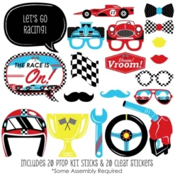 Big Dot Of Happiness Let's Go Racing - Racecar - Baby Shower Or Race Car Birthday Party Photo Booth Props Kit - 20 Count