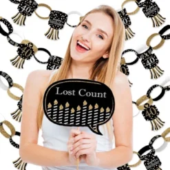 Big Dot Of Happiness Adult 40th Birthday - Gold - Banner And Photo Booth Decorations - Birthday Party Supplies Kit - Doterrific Bundle