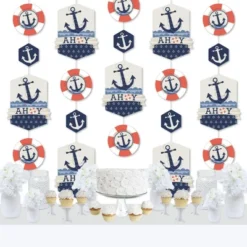 Big Dot Of Happiness Ahoy - Nautical - Baby Shower Or Birthday Party DIY Dangler Backdrop - Hanging Vertical Decorations - 30 Pieces