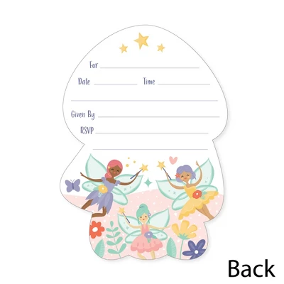 Big Dot Of Happiness Let's Be Fairies - Shaped Fill-In Invitations - Fairy Garden Birthday Party Invitation Cards With Envelopes - Set Of 12 5 Big Dot Of Happiness Let's Be Fairies - Shaped Fill-In Invitations - Fairy Garden Birthday Party Invitation Cards With Envelopes - Set Of 12 - Image 3