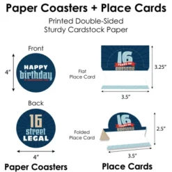 Big Dot Of Happiness Boy 16th Birthday - Sweet Sixteen Birthday Party Paper Charger & Table Decorations Chargerific Kit For 8 -Party Planers Store GUEST 9f4c5716 fc35 4953 a88c 331a192f1624