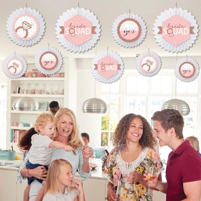 Big Dot Of Happiness Bride Squad - Hanging Rose Gold Bridal Shower Or Bachelorette Party Tissue Decoration Kit - Paper Fans - Set Of 9 4 Big Dot Of Happiness Bride Squad - Hanging Rose Gold Bridal Shower Or Bachelorette Party Tissue Decoration Kit - Paper Fans - Set Of 9 - Image 2