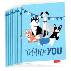Big Dot Of Happiness Pawty Like A Puppy - Dog Baby Shower Or Birthday Party Thank You Cards (8 Count)