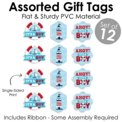Big Dot Of Happiness Ahoy It's A Boy - Assorted Hanging Nautical Baby Shower Favor Tags - Gift Tag Toppers - Set Of 12 -Party Planers Store GUEST a1920b69 3258 426e 8e3c 54c8e7c672ce