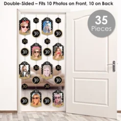 Big Dot Of Happiness Adult 30th Birthday - Gold - Birthday Party Vertical Photo Garland 35 Pieces
