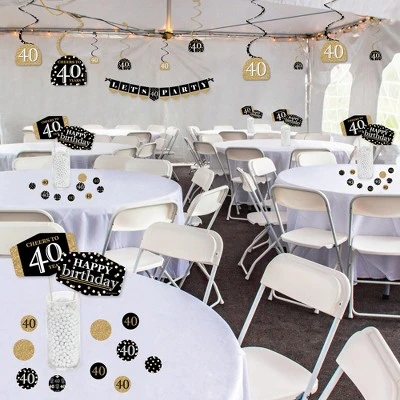 Big Dot Of Happiness Adult 40th Birthday - Gold - Birthday Party Supplies Decoration Kit - Decor Galore Party Pack - 51 Pieces 4 Big Dot Of Happiness Adult 40th Birthday - Gold - Birthday Party Supplies Decoration Kit - Decor Galore Party Pack - 51 Pieces - Image 2